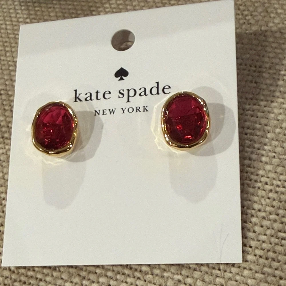 kate spade Ruby/Gold High Shine Studs/NWT